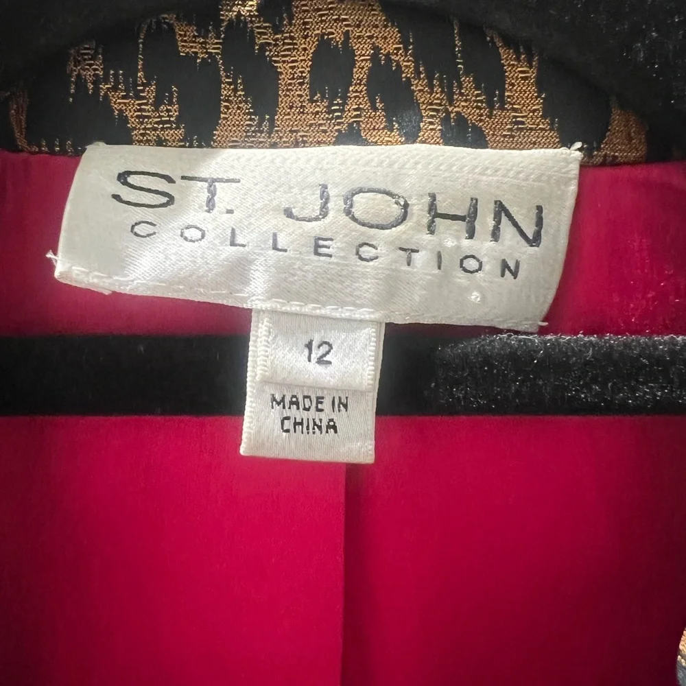 Vintage St. John Collection Leopard Print Jacket – Lined Belted Jacket | Size 12 - Picture 4 of 8